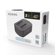 DOCKING DOBLE BAHIA SATA 2.5 3.5 USB 3.0 3.1 GEN1 CLONE NEGRO AISENS ASDS-D03B