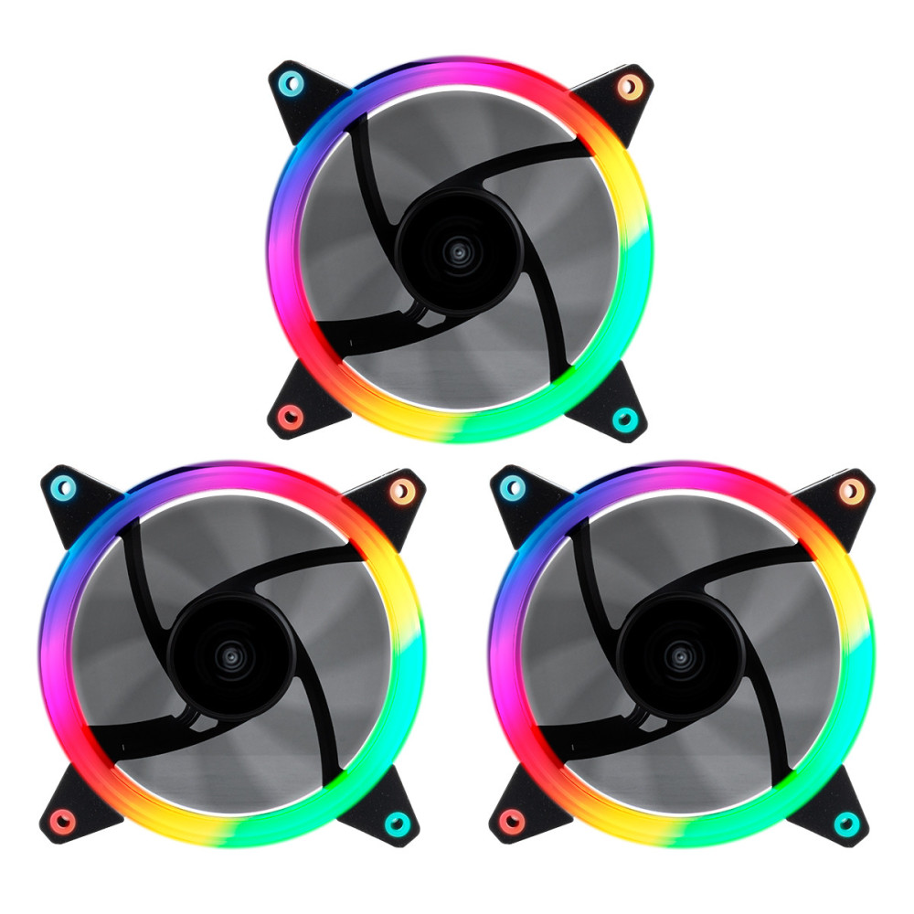 VENTILADOR CAJA ADICIONAL 12X12 UNYKA 3x120mm GAMING CANDY 30ARGB RING LED 51801