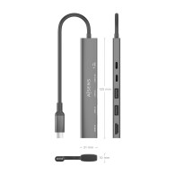 DOCK AISENS 5 EN 1 USB-C A 1HDMI 2USB-A 1USB-C 1USB-C PD GRIS 15CM ASUC-5P022-GR