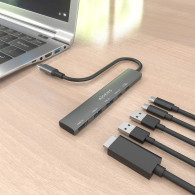 DOCK AISENS 5 EN 1 USB-C A 1HDMI 2USB-A 1USB-C 1USB-C PD GRIS 15CM ASUC-5P022-GR