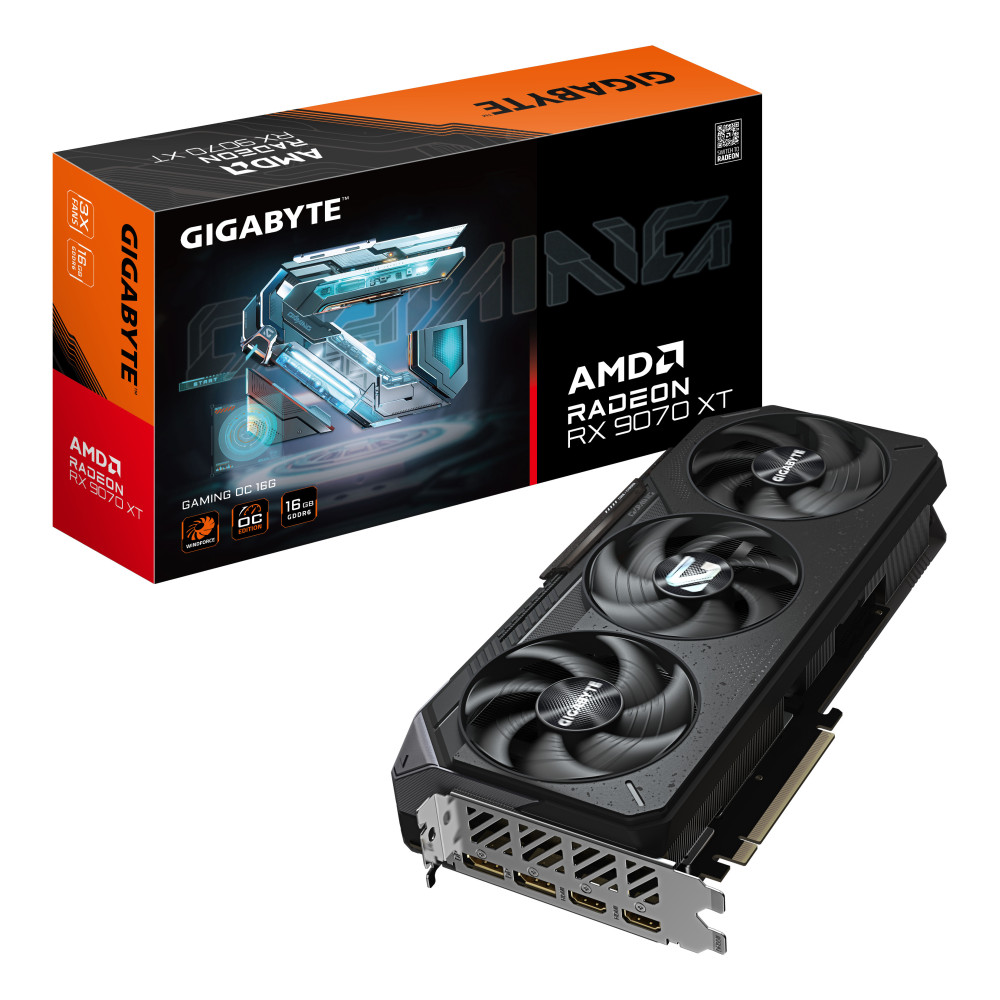 VGA PCI-EX RADEON GIGABYTE RX9070 XT GAMING OC 16G GDDR6X PCIE5 2HDMI 2DP 3VENT