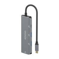 HUB USB 3.2 GEN2 10G USB-C USB-C-M-USB-C-H-3xUSB-A-H GRIS 15CM AISENS A109-0764