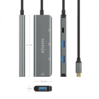 HUB USB 3.2 GEN2 10G USB-C USB-C-M-USB-C-H-3xUSB-A-H GRIS 15CM AISENS A109-0764