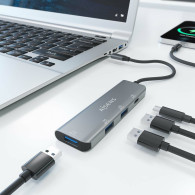 HUB USB 3.2 GEN2 10G USB-C USB-C-M-USB-C-H-3xUSB-A-H GRIS 15CM AISENS A109-0764