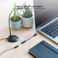 CABLE ADAPTADOR DE USB-C A JACK 3.5 NEGRO NANOCABLE 10.24.1205