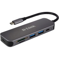 HUB USB-C D-LINK 5 EN 1 LECTOR SD MDS 2PUSB3.0 CARGA 60W DUB-2325