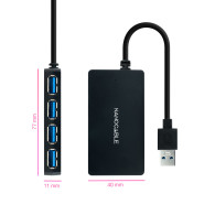 HUB USB 3.0 4xUSB3.0 USB-A M-USB3.0 H NEGRO 15 CM NANOCABLE 10.16.4403