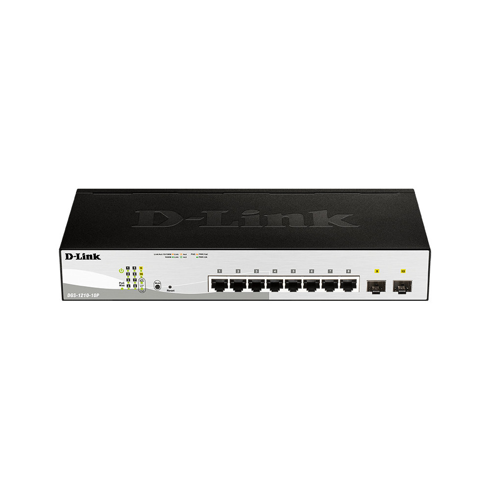 SWITCH D-LINK 10P DGS-1210-10P E 8P 10 100 1000 PoE +2P SFP 100 1000
