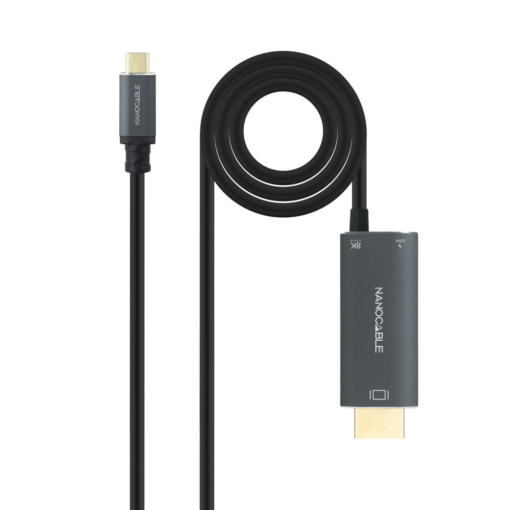CABLE CONVERSOR USB-C-M A HDMIV2.1 8K60HZ USB-C PD100W 1.8M NANOCABLE 10.15.5182