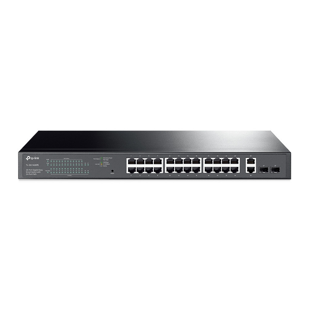 SWITCH TP-LINK 24P GIGABIT PoE + 10 100 100Mbps+ 2PUERTOS SFP TL-SG1428PE