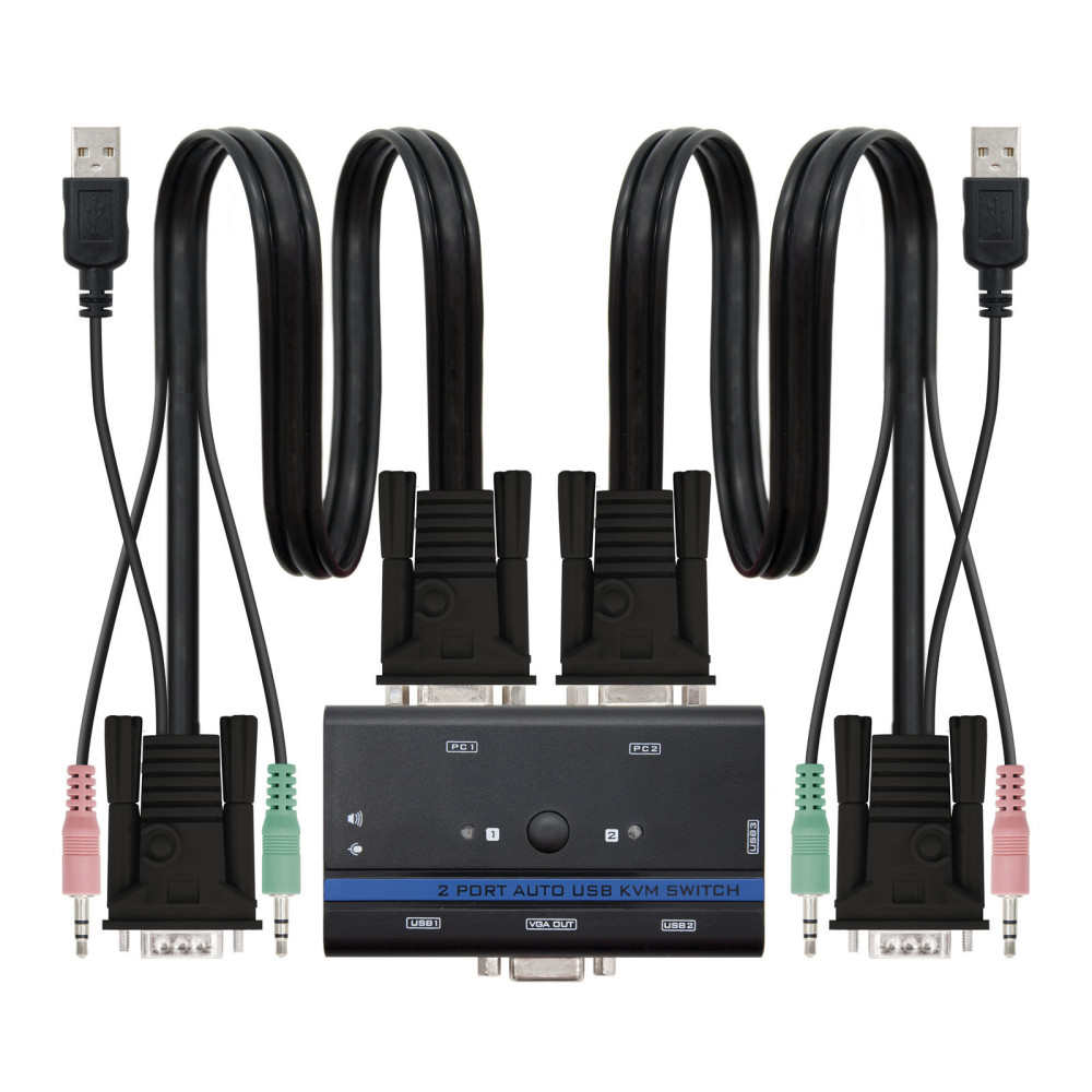 KVM SWITCH VGA USB 1U-2PC+CABLENANOCABLE 10.12.0001