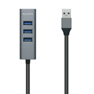 HUB USB 3.0 ALUMINIO TIPO AM-4xTIPO AH NEGRO 10CM AISENS A106-0507