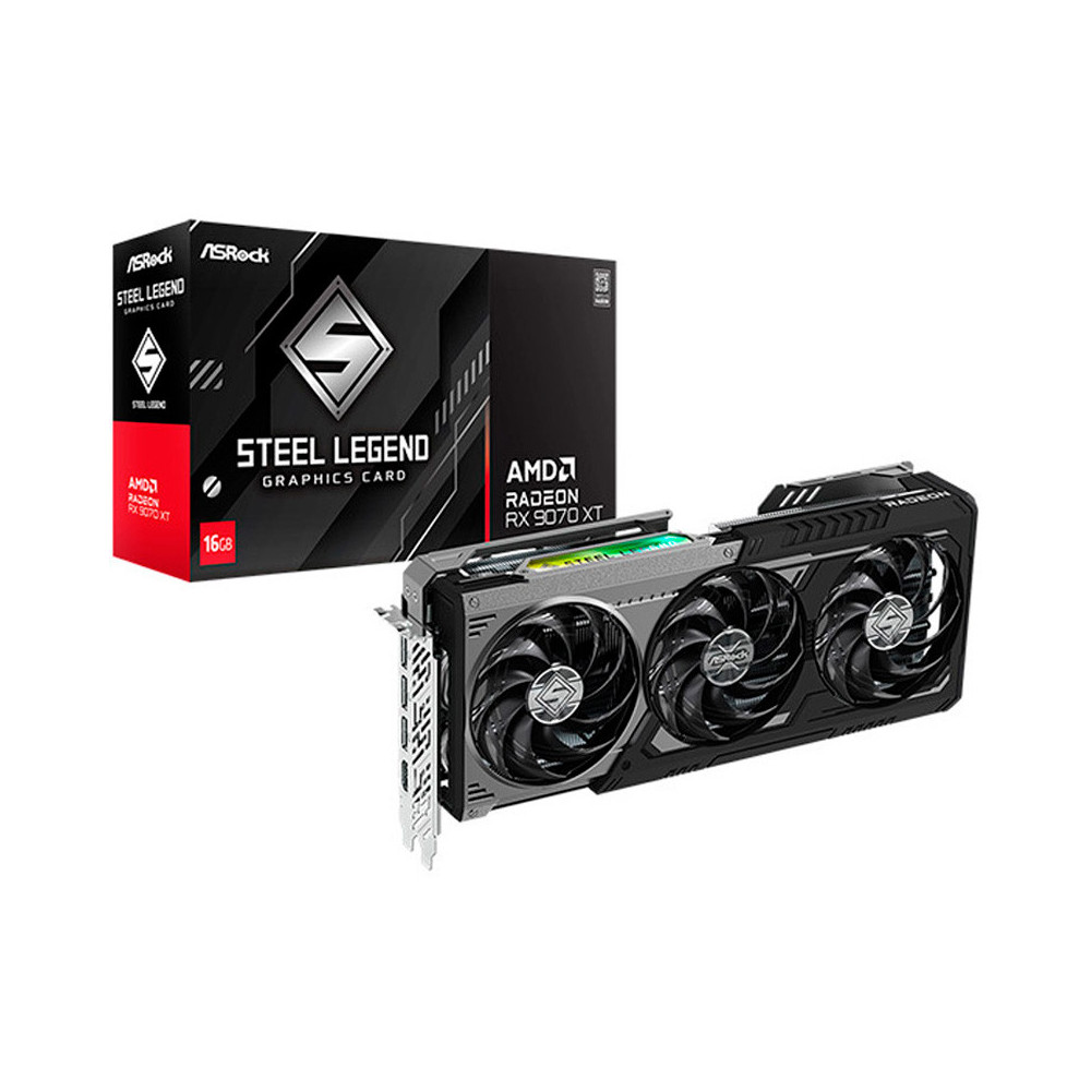 Tarjeta Gráfica ASRock AMD Radeon RX 9070 XT Steel Legend Dark 16GB GDDR6