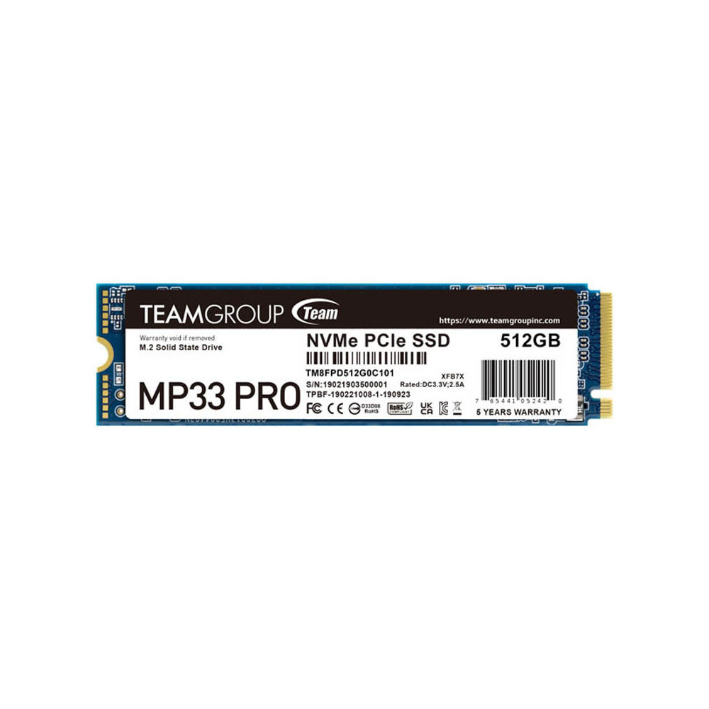 HD SSD 512GB TEAMGROUP M.2 2280 NVME PCIEX 4.0 MP333 PRO TM8FPD512G0C101