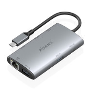 DOCK AISENS 7 EN 1 USBC A 2HDMI RJ45 2USBA USB-C PD 100W GRIS 20CM ASUC-7P049-GR
