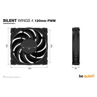 VENTILADOR CAJA ADICIONAL 12X12 BE QUIET SILENT WINGS 4 120 BLACK