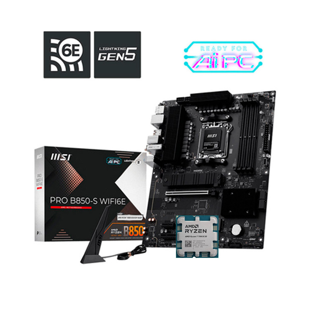 Pack AMD Ryzen 7 7800X3D 5.0GHz Tray + MSI PRO B850-S WIFI6E
