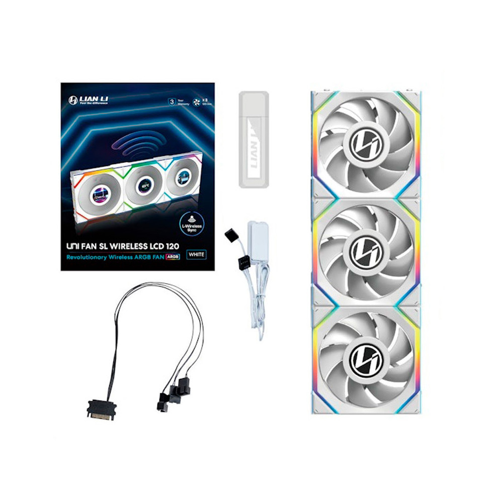 Ventilador Lian Li Uni Fan SL LCD ARGB 120mm Triple Pack Wireless Blanco