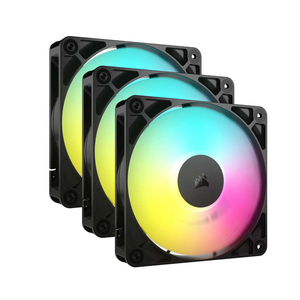 VENTILADOR CAJA ADICIONAL 12X12 CORSAIR RS120 ARGB BLACK TRIPLE PACK