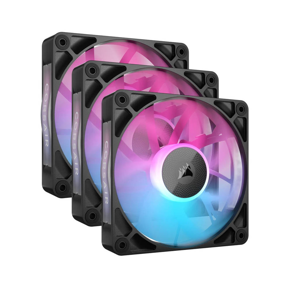 VENTILADOR CAJA ADICIONAL 12X12 CORSAIR RX120 ICUE LINK RGB BLACK PACK 3 UNIDADES