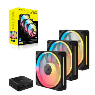 VENTILADOR CAJA ADICIONAL 12X12 CORSAIR LX120R ICUELINK RGB BLACK START KIT3U
