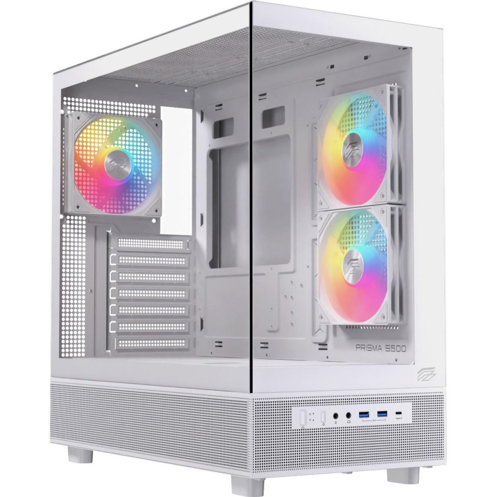 CAJA ATX SEMITORRE EINAREX S500 RGB 3 FANS BLANCA EXCS-PR-500R-W