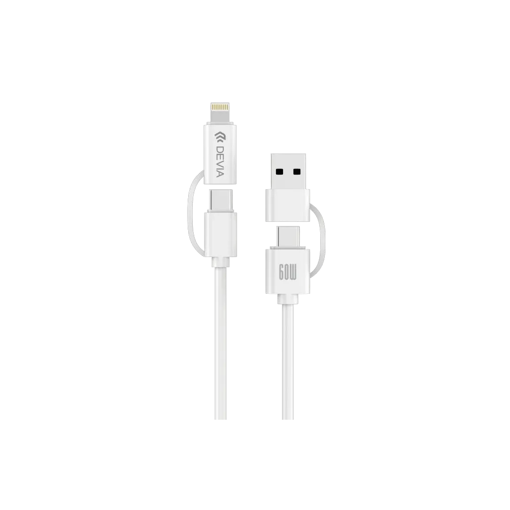 DEVIA CABLE LITE1 USBa - USBc + USBc - LIGHTNING 60W 1,2m