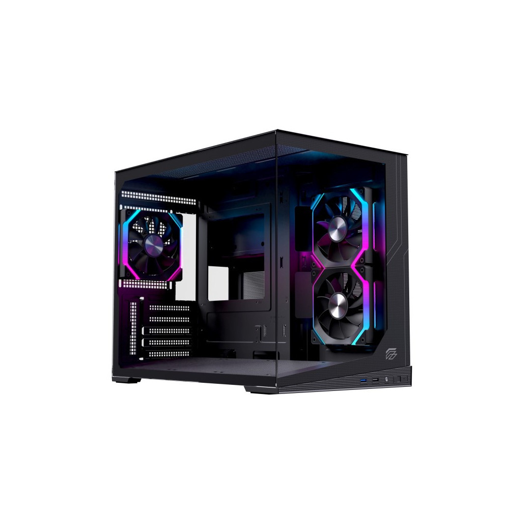 CAJA MICRO-ATX SEMITORRE EINAREX SM300 RGB C-TEMPLADO NEGRA EXCS-SM-300R-B