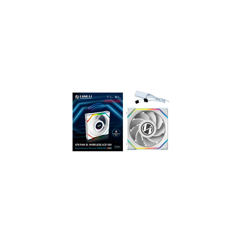 Ventilador Lian Li Uni Fan SL120 Wireless LCD ARGB Reverse Blade 120mm Blanco