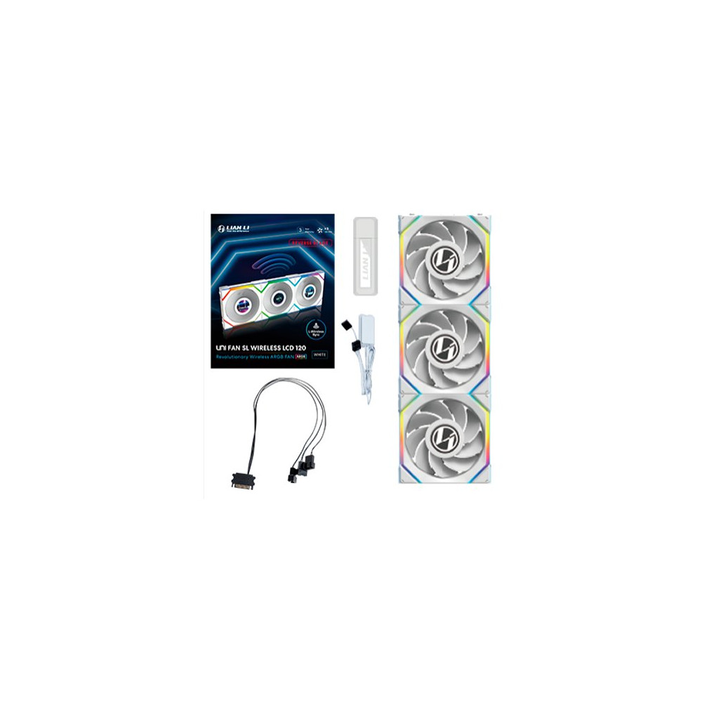 Ventilador Lian Li Uni Fan SL LCD ARGB Reverse Blade 120mm Triple Pack Wireless Blanco