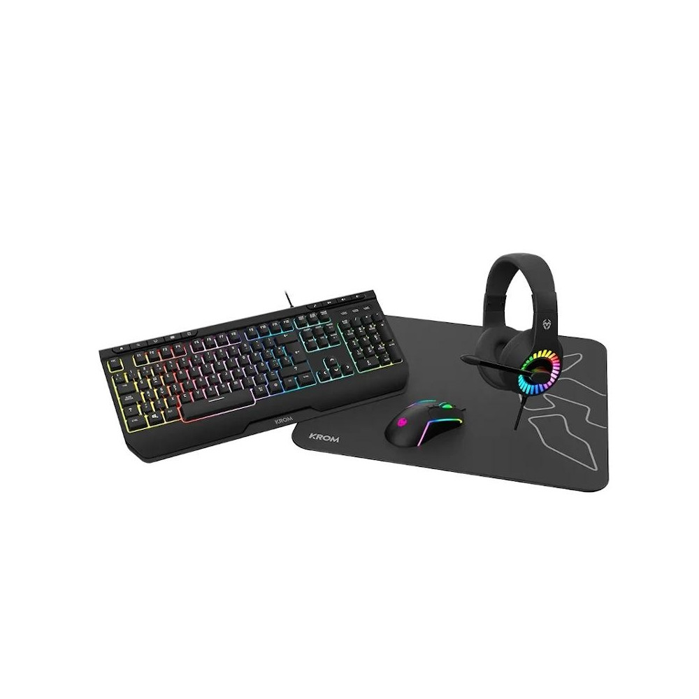 TECLADO RGB USB + RATON RGB USB + ALFOMBRILLA + AURICULARES KROM KENYA