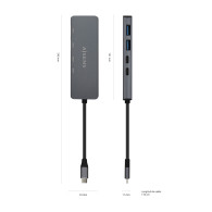 HUB USB 3.2 GEN1 5G USB-C USB-CM-2xUSB-CH-2xUSB-AH GRIS 15CM AISENS A109-0744