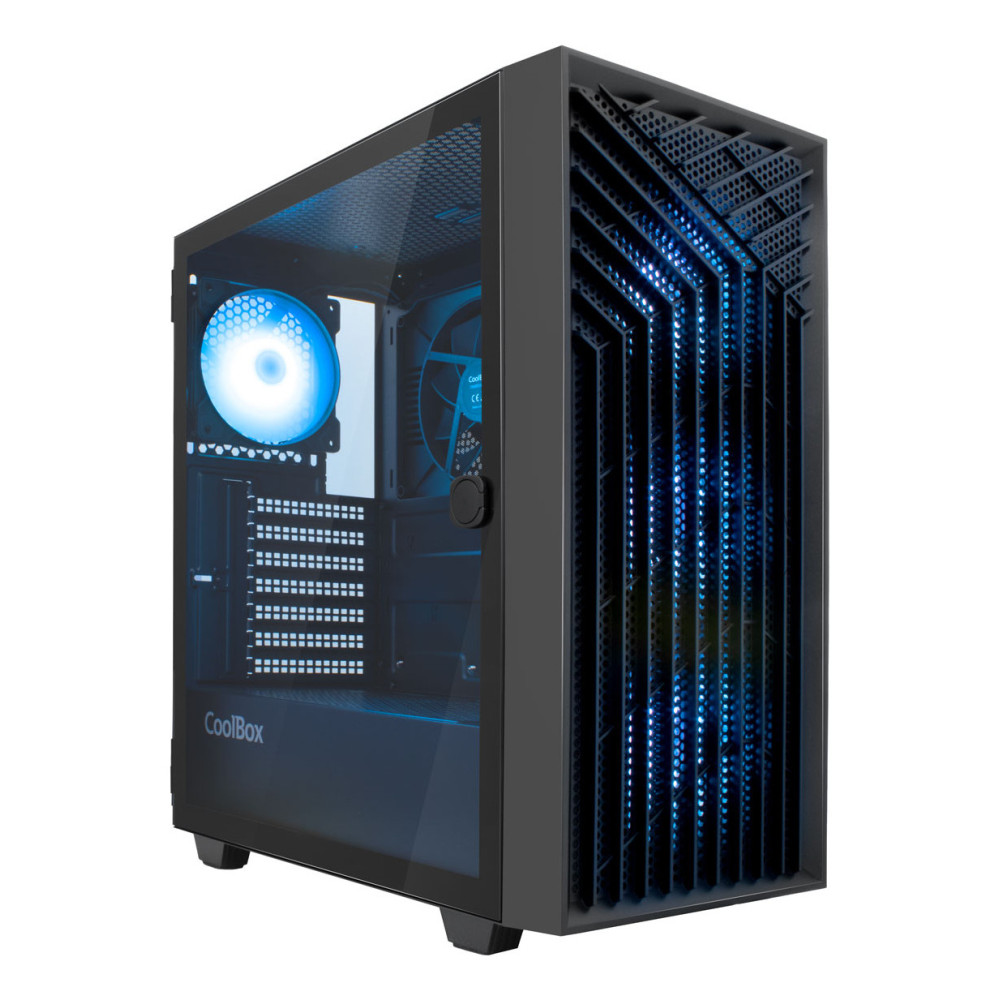 CAJA ATX COOLBOX GAMING GA300B GRIDLINE BLACK SIN FUENTE CRISTAL TEMPLADO ARGB