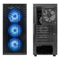 CAJA ATX COOLBOX GAMING GA300B GRIDLINE BLACK SIN FUENTE CRISTAL TEMPLADO ARGB