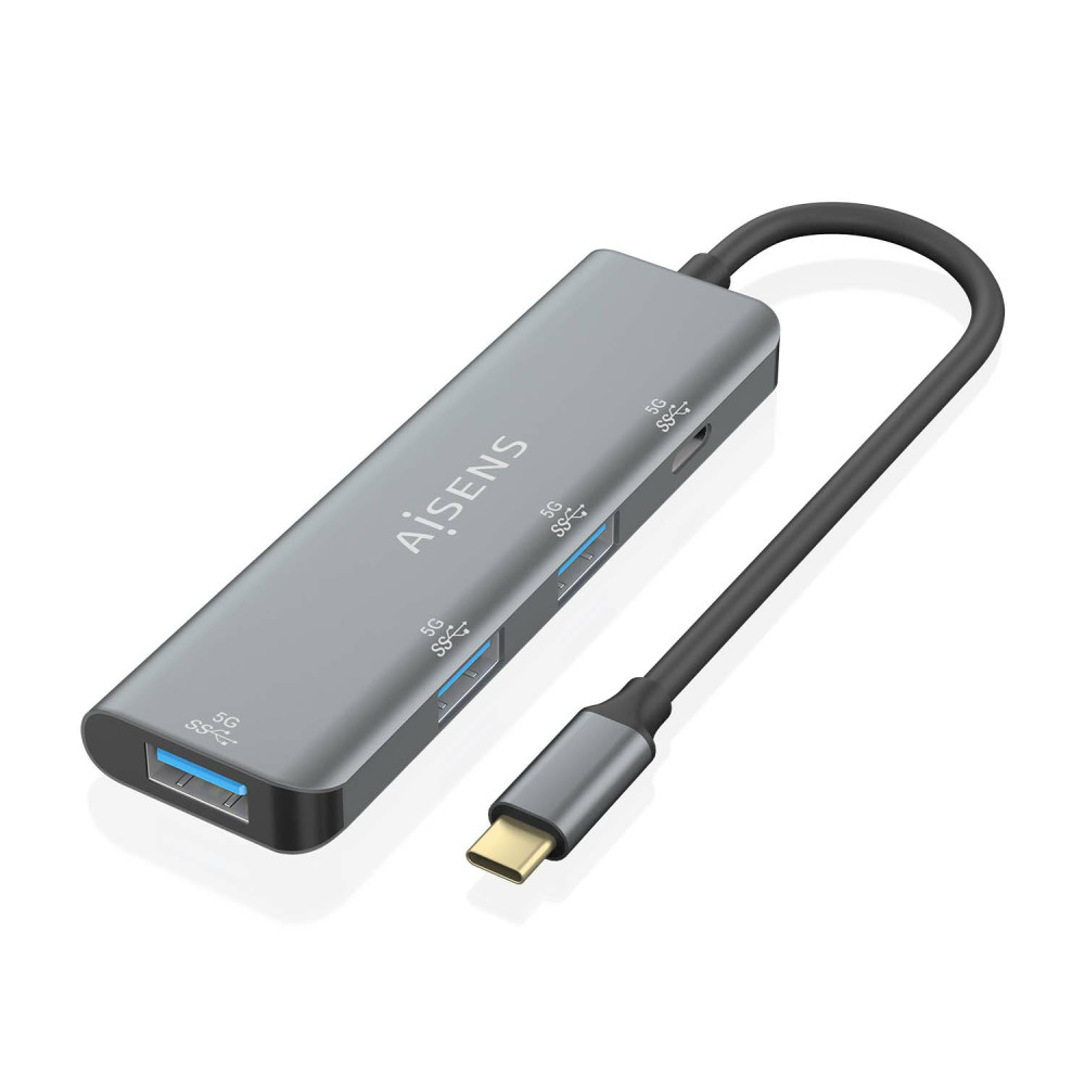 HUB USB 3.2 GEN1 5G USB-C USB-C-M-1xUSB-C-H-3xUSB-A-H GRIS 15CM AISENS A109-0762