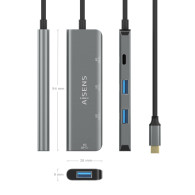 HUB USB 3.2 GEN1 5G USB-C USB-C-M-1xUSB-C-H-3xUSB-A-H GRIS 15CM AISENS A109-0762