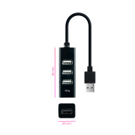 HUB USB 2.0 4xUSB2.0 USB-A M-USB2.0 H NEGRO 15 CM NANOCABLE 10.16.4404