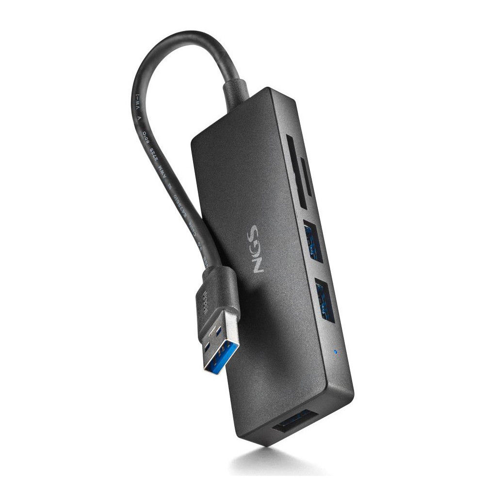 HUB USB NGS 4 PUERTOS USB 3.0 LECTOR DE TARJETA IHUB READER