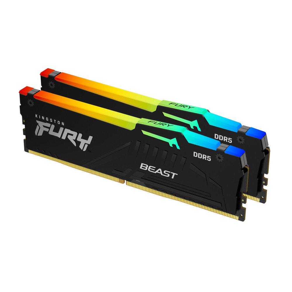 Kingston FURY Beast Negro RGB 32GB (2x16GB) 6000MT s DDR5 CL36 DIMM Memoria gamer para Ordenadores de sobremesa Kit de 2- KF560C