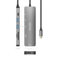 DOCK AISENS USB-C A HDMI- 2USBA-USBC PD-SD-MICROSD GRIS 15CM ASUC-6P016-GR