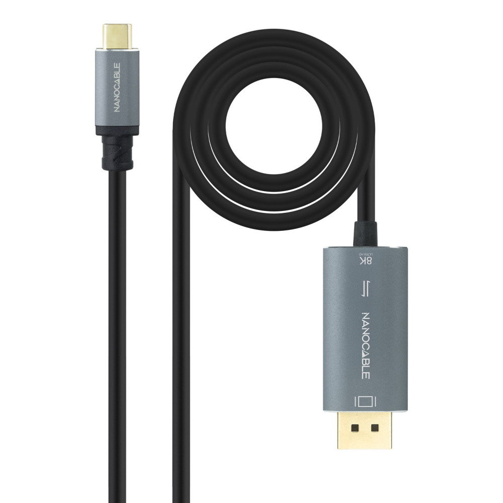 CABLE CONVERSOR USB-C-M A DP-M 8K 60HZ ALUMINIO NEGRO 2M NANOCABLE 10.15.5022