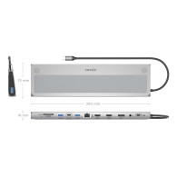 DOCK USBC A 2HDMI DP RJ45 3USBA 2USBC PD TF SD 1Audio GRIS AISENS ASUC-12P020-GR