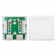 ROSETA DE SUPERFICIE PARA RJ45 CAT.5E FTP 2 TOMAS BLANCONANOCABLE 10.21.1102