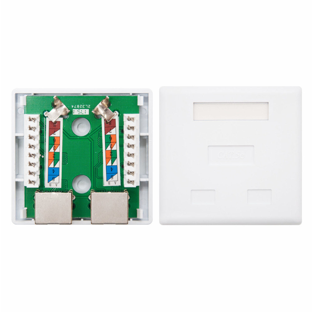 ROSETA DE SUPERFICIE PARA RJ45 CAT.5E FTP 2 TOMAS BLANCONANOCABLE 10.21.1102