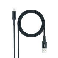 CABLE LIGHTNING A USB A M NEGRO MALLADO 1 M NANOCABLE 10.10.0401-COBK