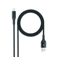 CABLE LIGHTNING A USB A M NEGRO MALLADO 1 M NANOCABLE 10.10.0401-COBK