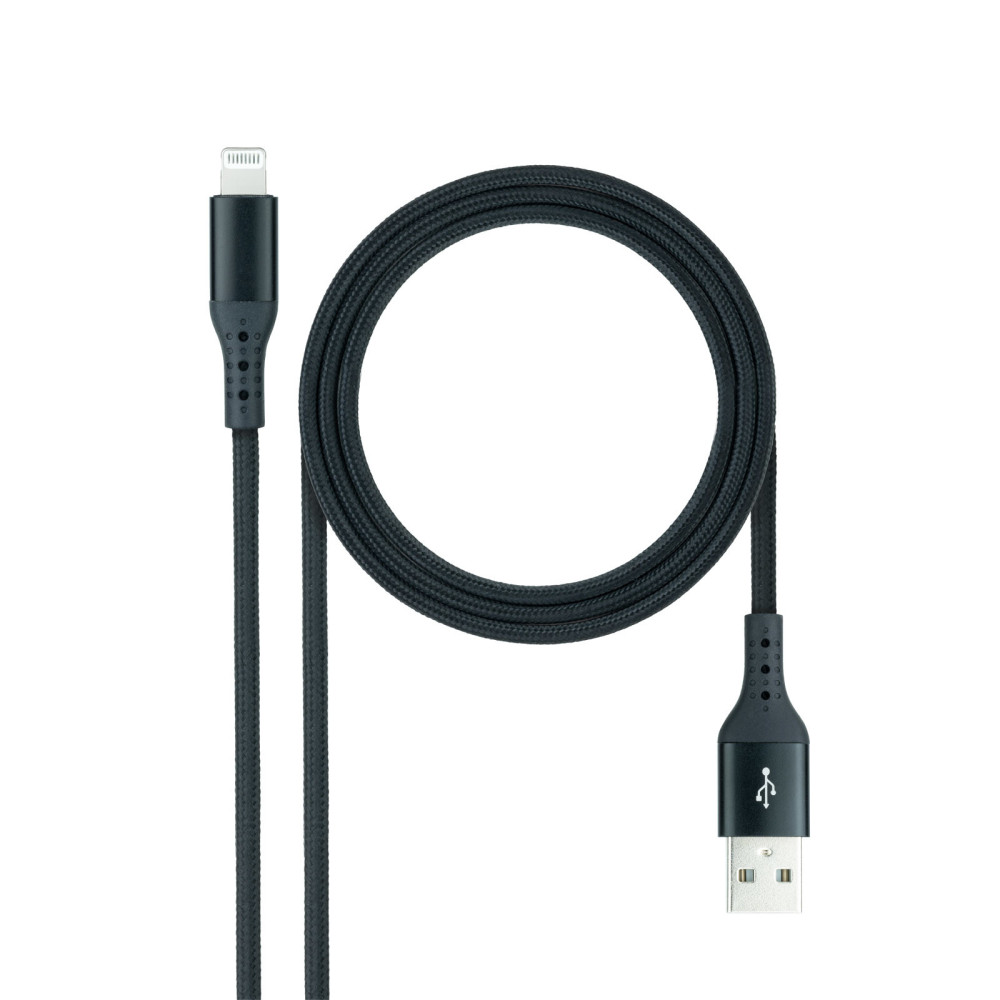 CABLE LIGHTNING A USB A M NEGRO MALLADO 1 M NANOCABLE 10.10.0401-COBK