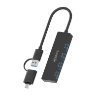 HUB USB 3.1 USB-CM A USB-AM 4 USB-AH NEGRO 15CM AISENS A109-0987