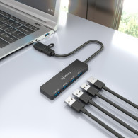 HUB USB 3.1 USB-CM A USB-AM 4 USB-AH NEGRO 15CM AISENS A109-0987
