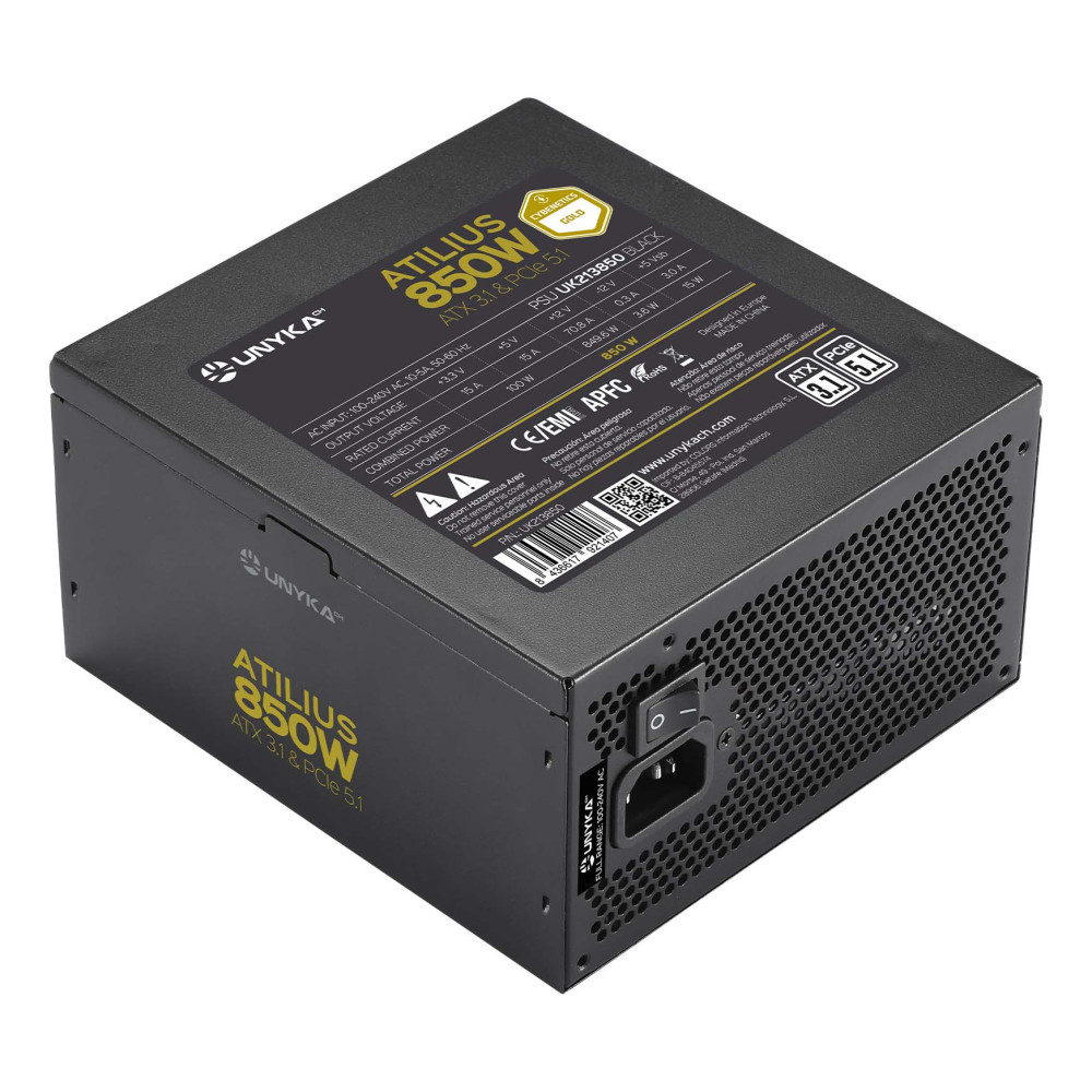 FUENTE ALIMENTACION ATX 850W UNYKA ATILIUS 3.1 BLACK GOLD